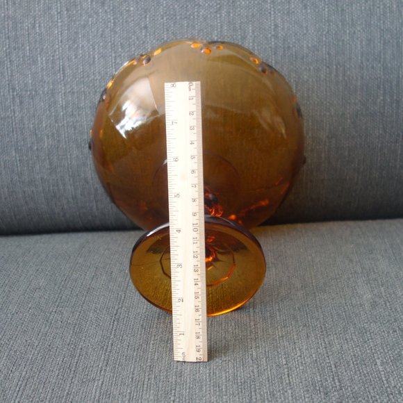 Vintage Amber Pedestal Glass Bowl - Picture 8 of 11